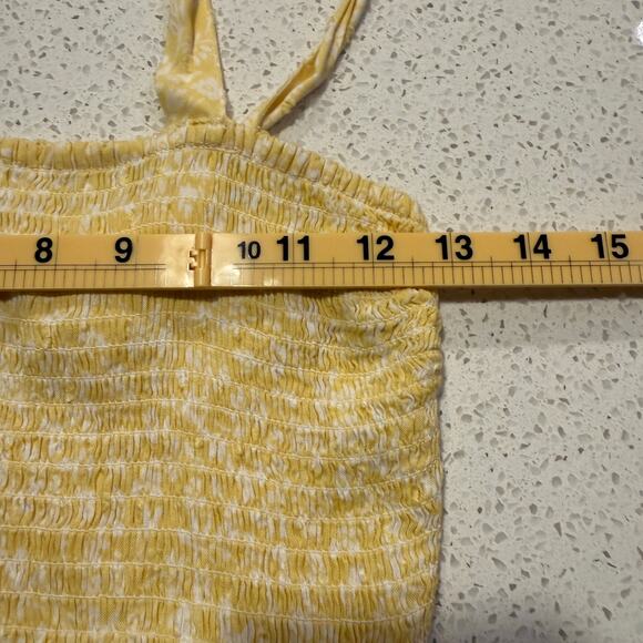 Japna Butter Yellow Floral Smocked Midi Dress Boho Sundress Cottagecore Small - Picture 6 of 6